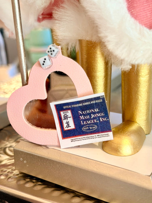 The Santa Mahj Pink Heart - Small Nutcracker