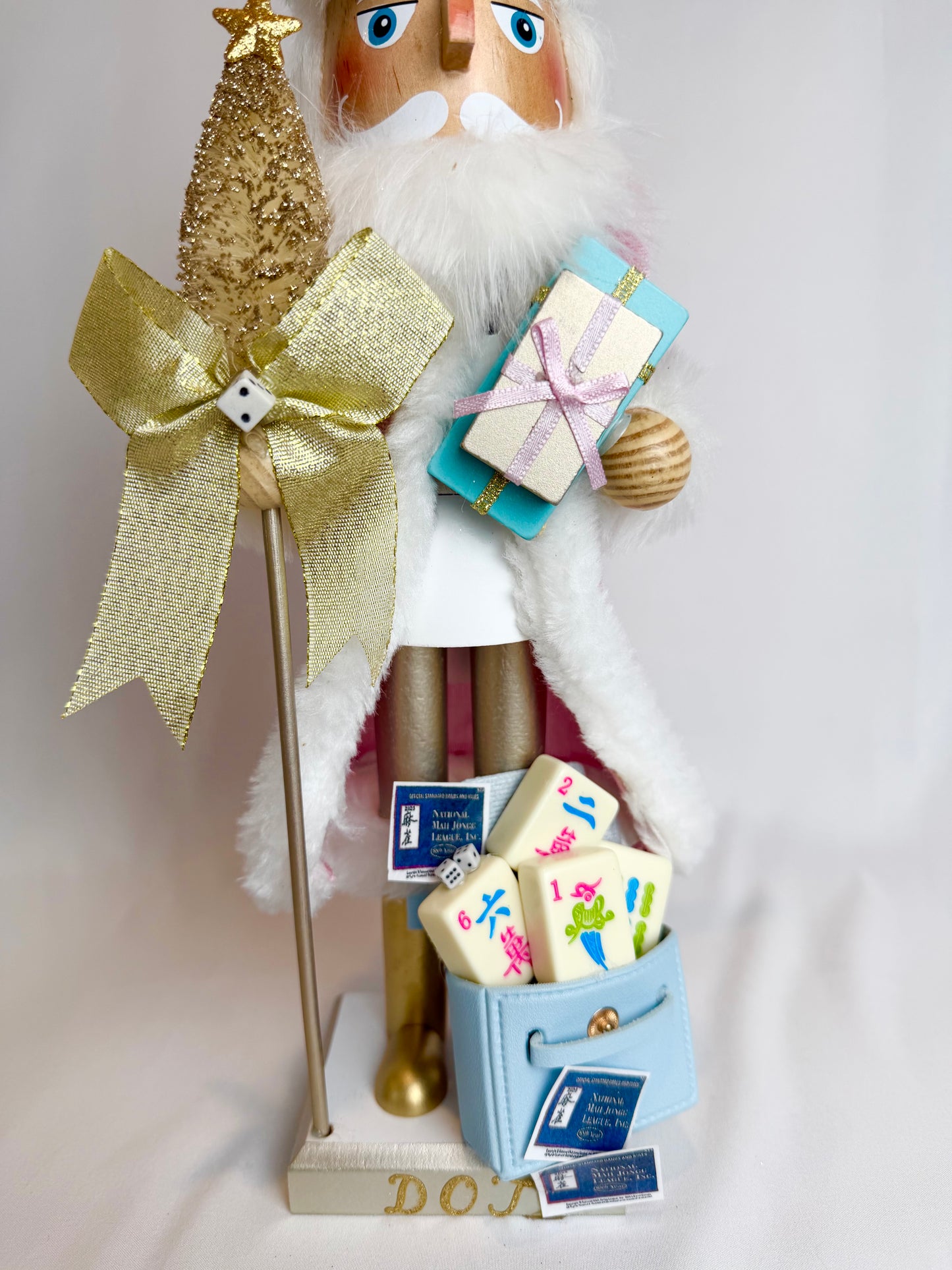 The Santa Mahj Blue Dot - Small Nutcracker