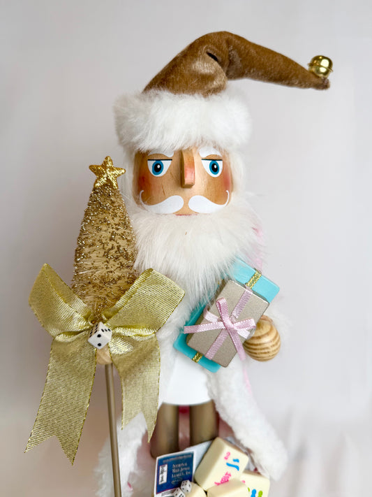 The Santa Mahj Blue Dot - Small Nutcracker