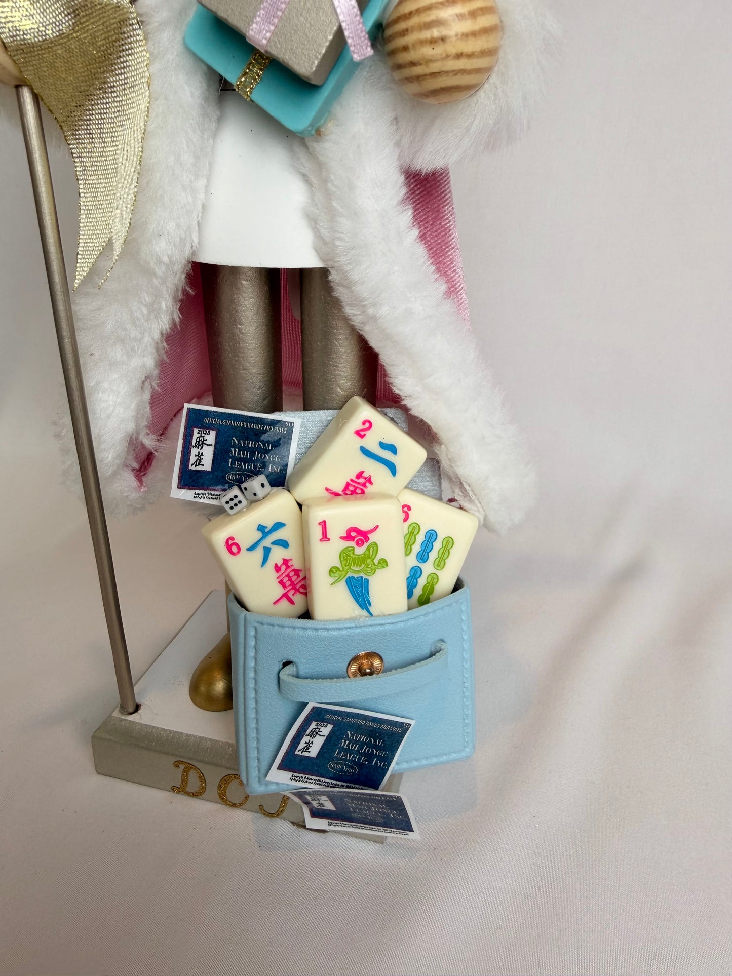 The Santa Mahj Blue Dot - Small Nutcracker
