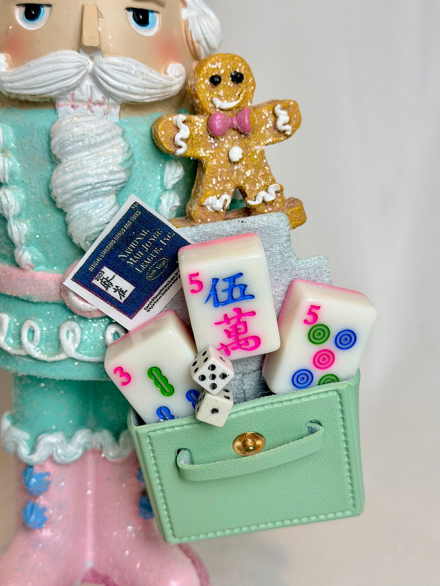 The Mahjongg Cupcake Mint Green I Santa - Small Nutcracker