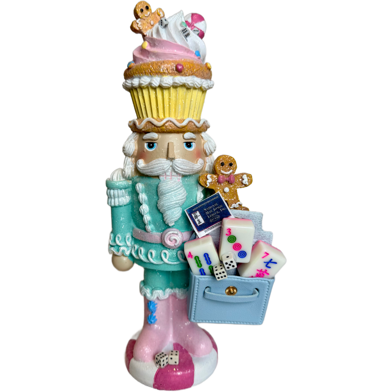 The Mahjongg Cupcake Baby Blue Santa - Small Nutcracker