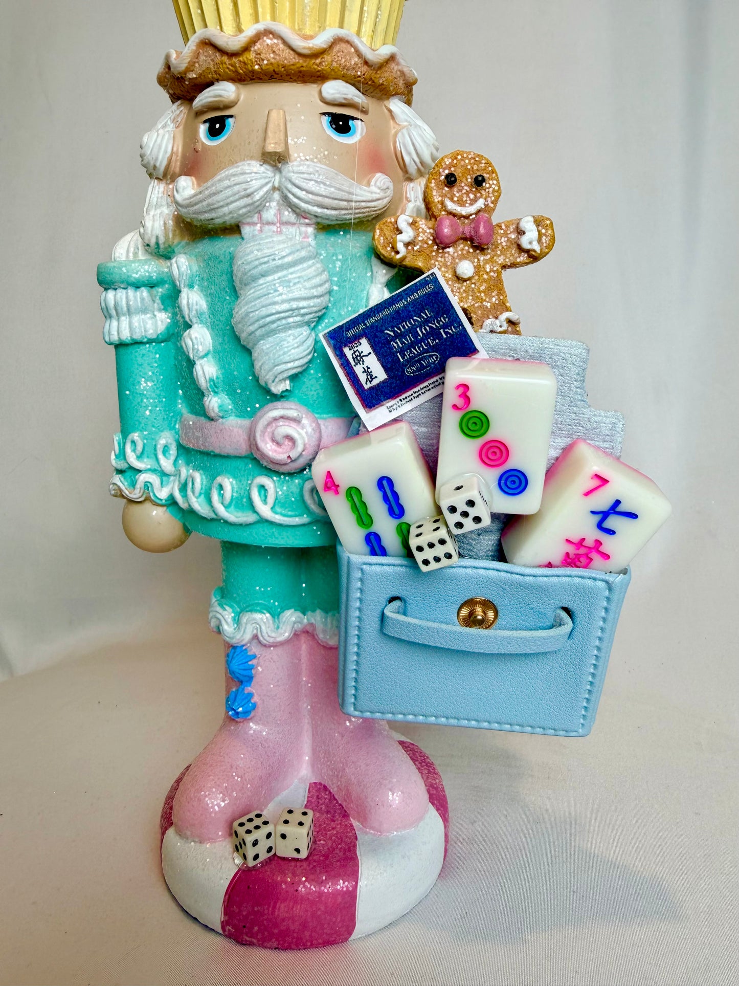 The Mahjongg Cupcake Baby Blue Santa - Small Nutcracker