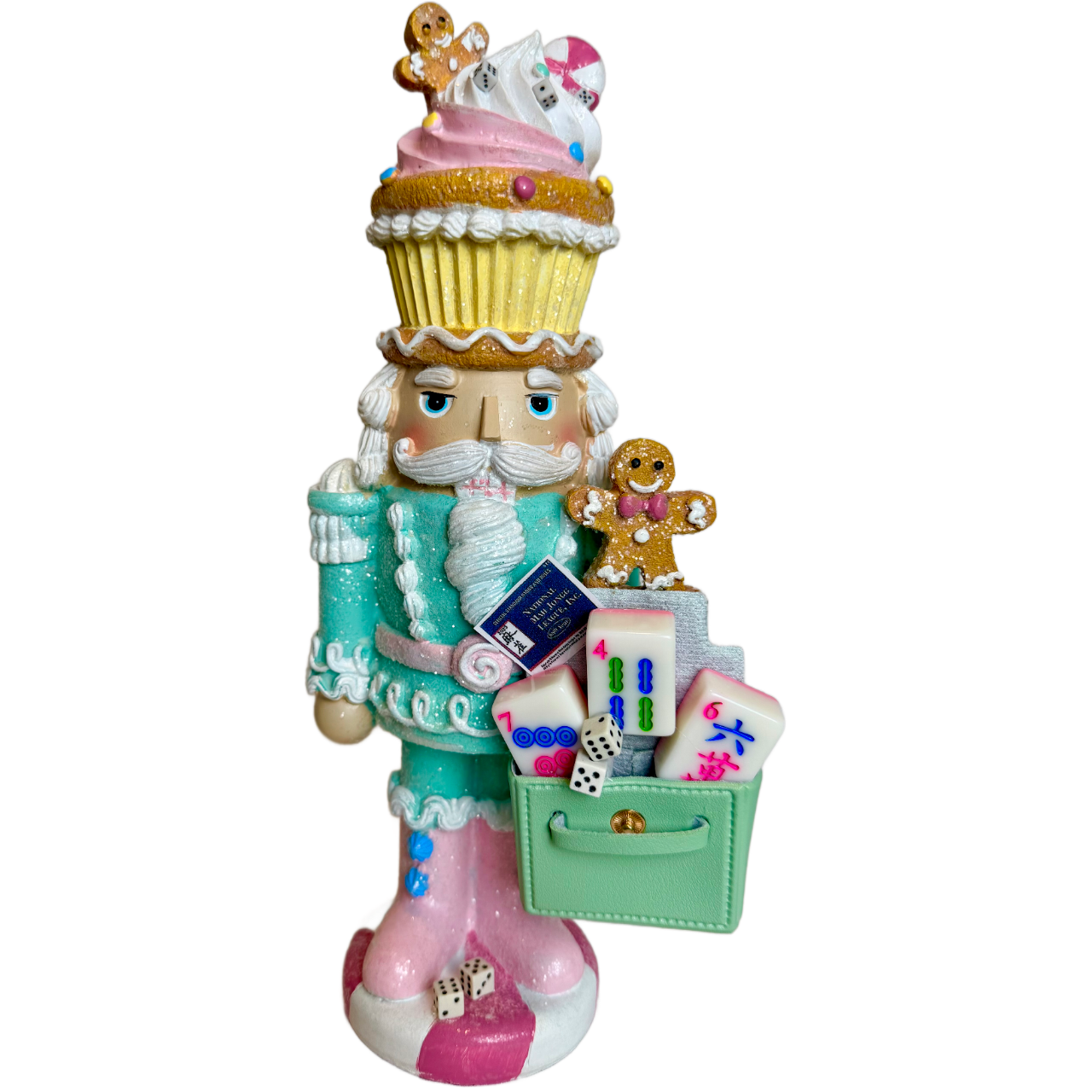 The Mahjongg Cupcake Mint Green II Santa - Small Nutcracker