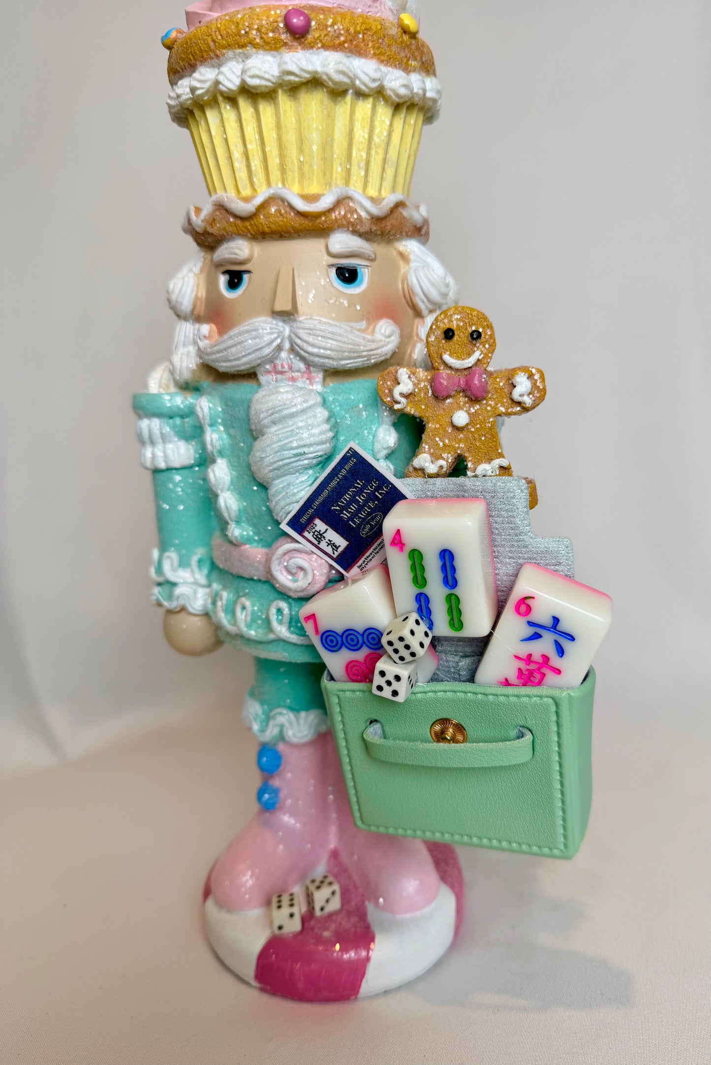 The Mahjongg Cupcake Mint Green II Santa - Small Nutcracker