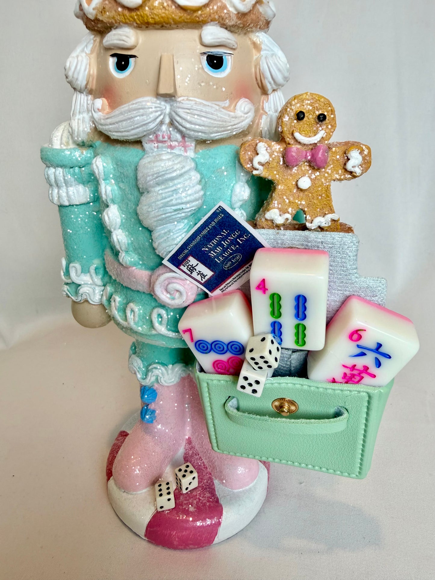 The Mahjongg Cupcake Mint Green II Santa - Small Nutcracker