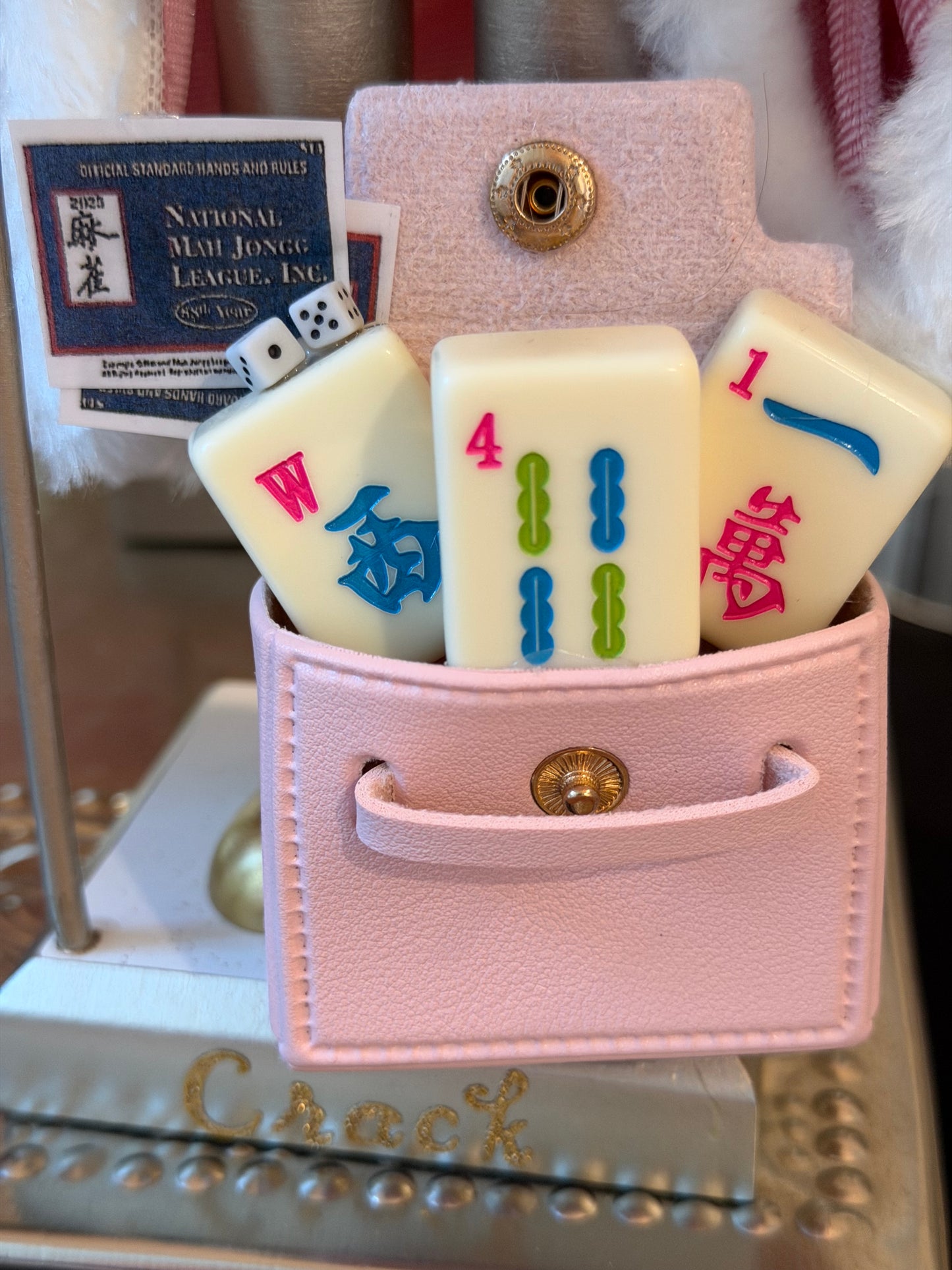 The Santa Mahj Pink Crack - Small Nutcracker