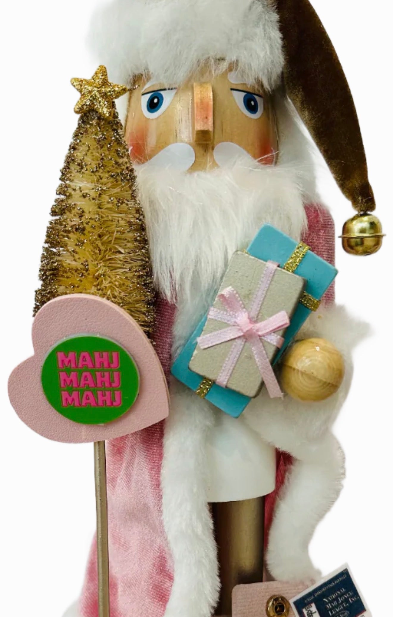 The Santa Mahj Pink Heart - Small Nutcracker