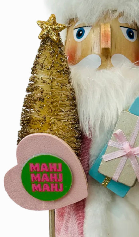 The Santa Mahj Pink Heart - Small Nutcracker