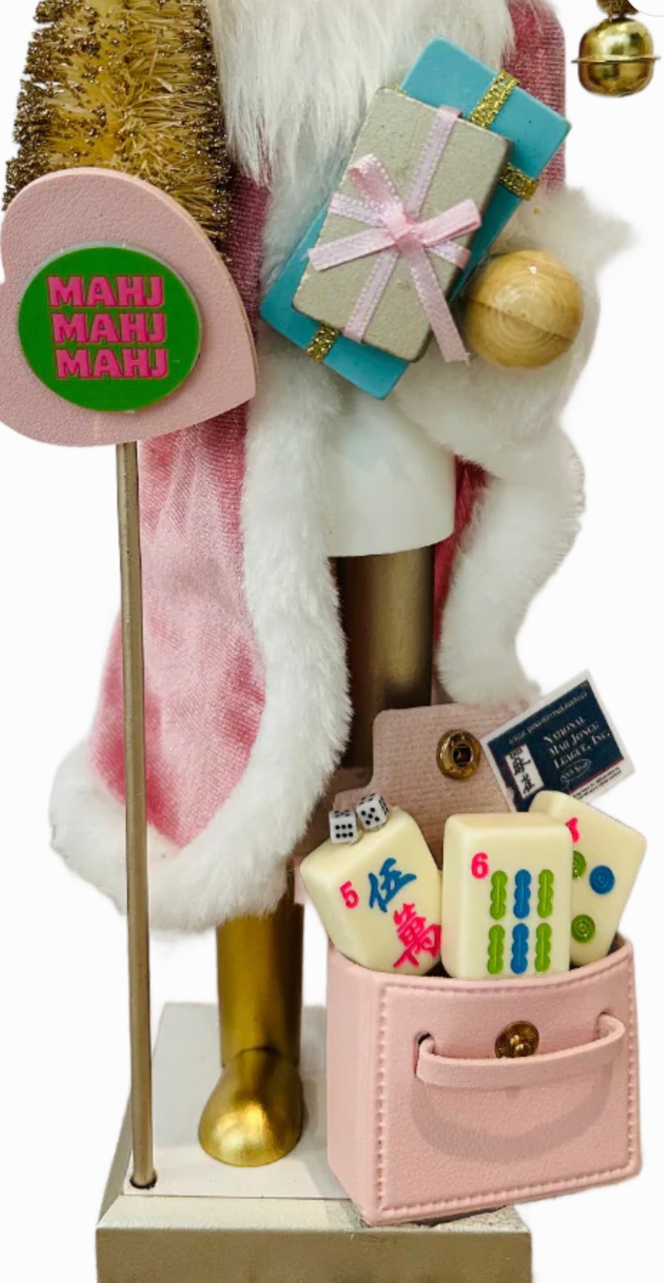 The Santa Mahj Pink Heart - Small Nutcracker