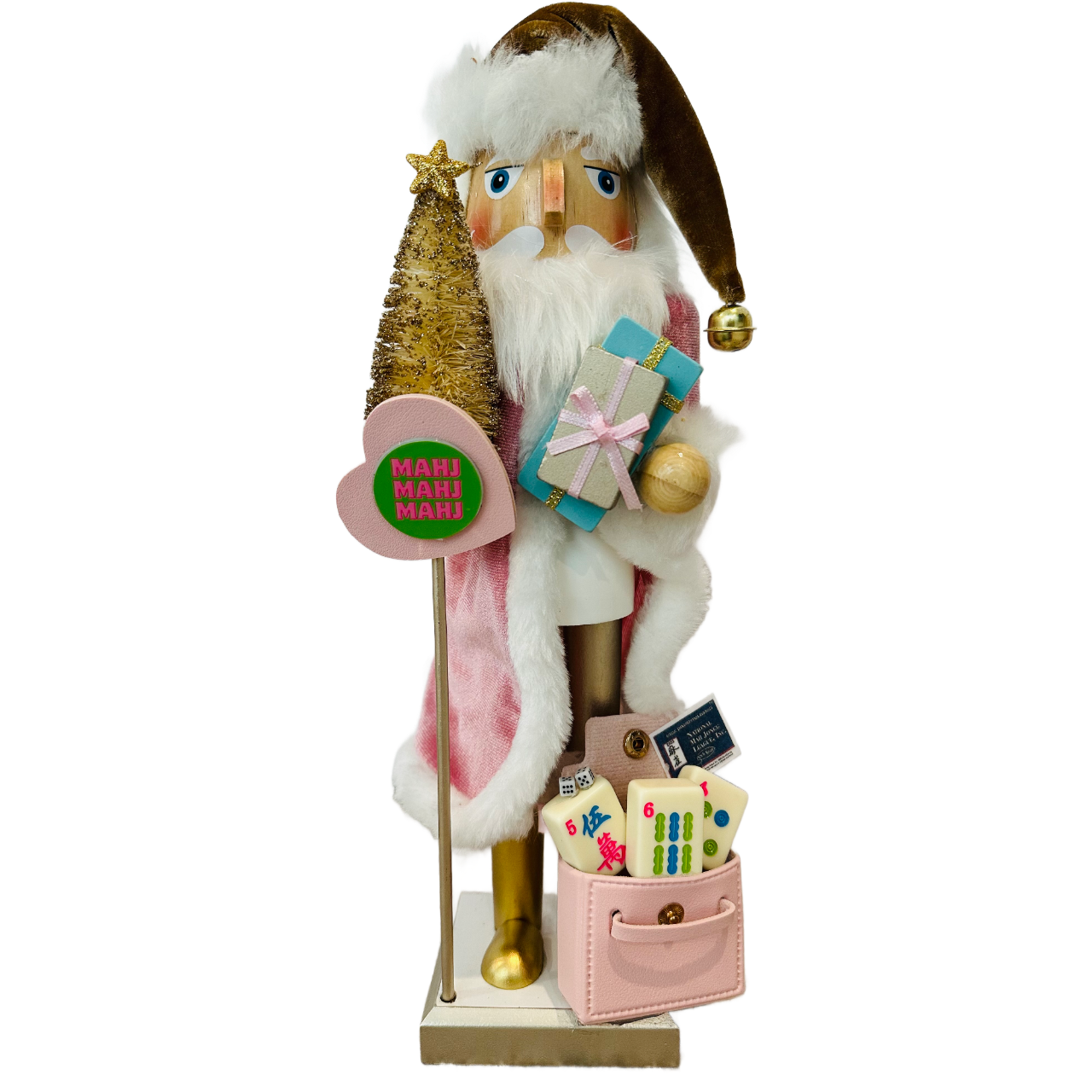 The Santa Mahj Pink Heart - Small Nutcracker