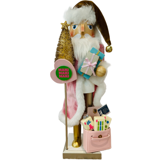 The Santa Mahj Pink Heart - Small Nutcracker