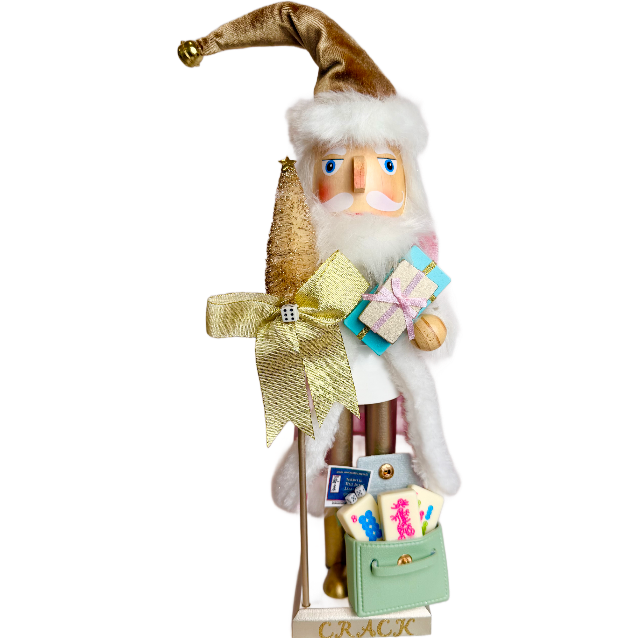 The Santa Mahj Mint Green Crack - Small Nutcracker