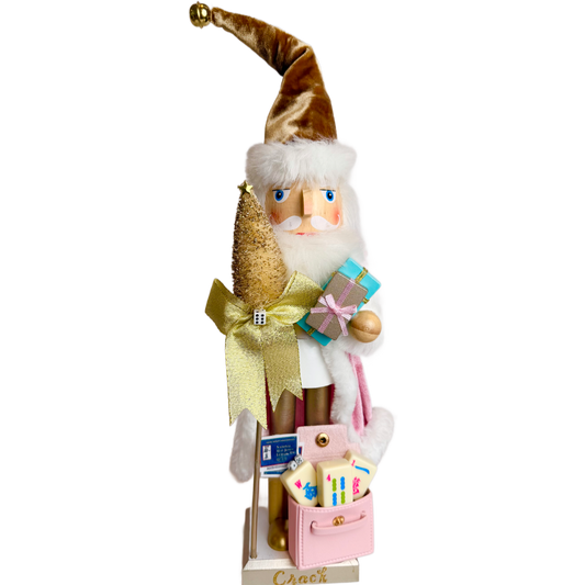The Santa Mahj Pink Crack - Small Nutcracker
