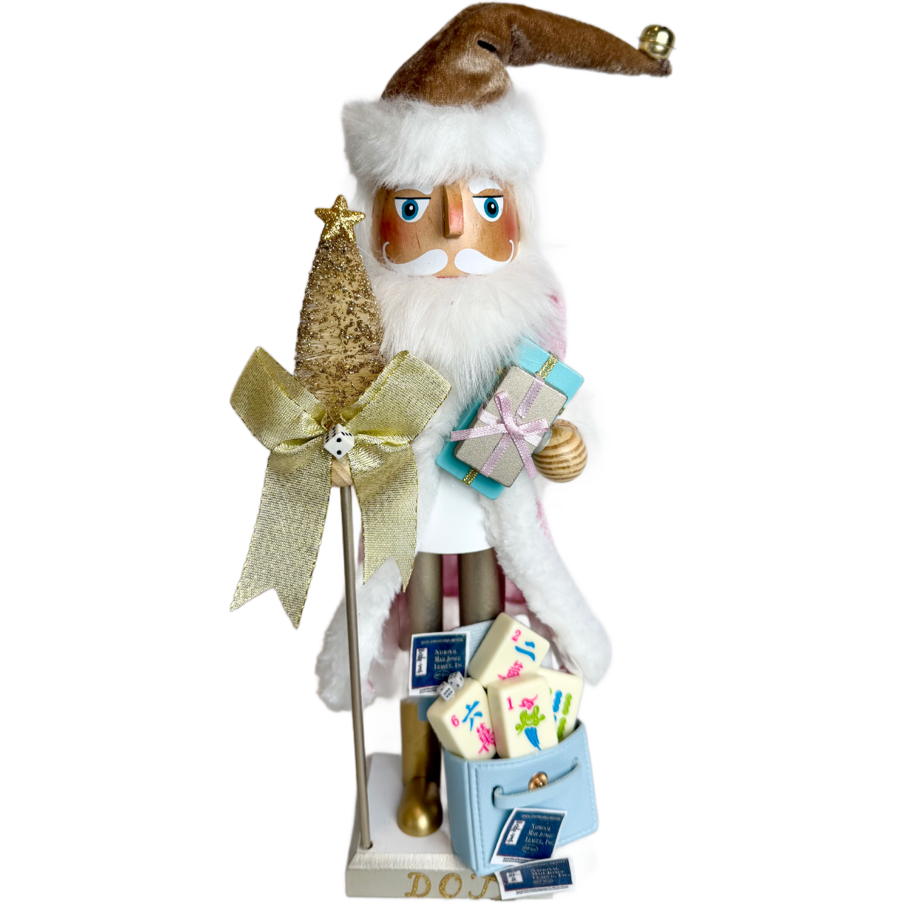The Santa Mahj Blue Dot - Small Nutcracker