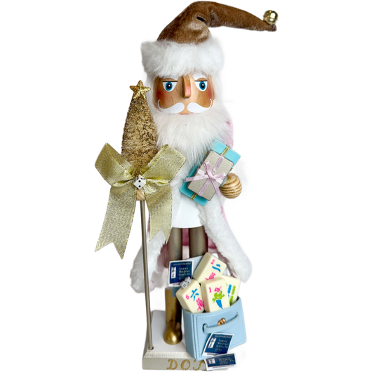 The Santa Mahj Blue Dot - Small Nutcracker
