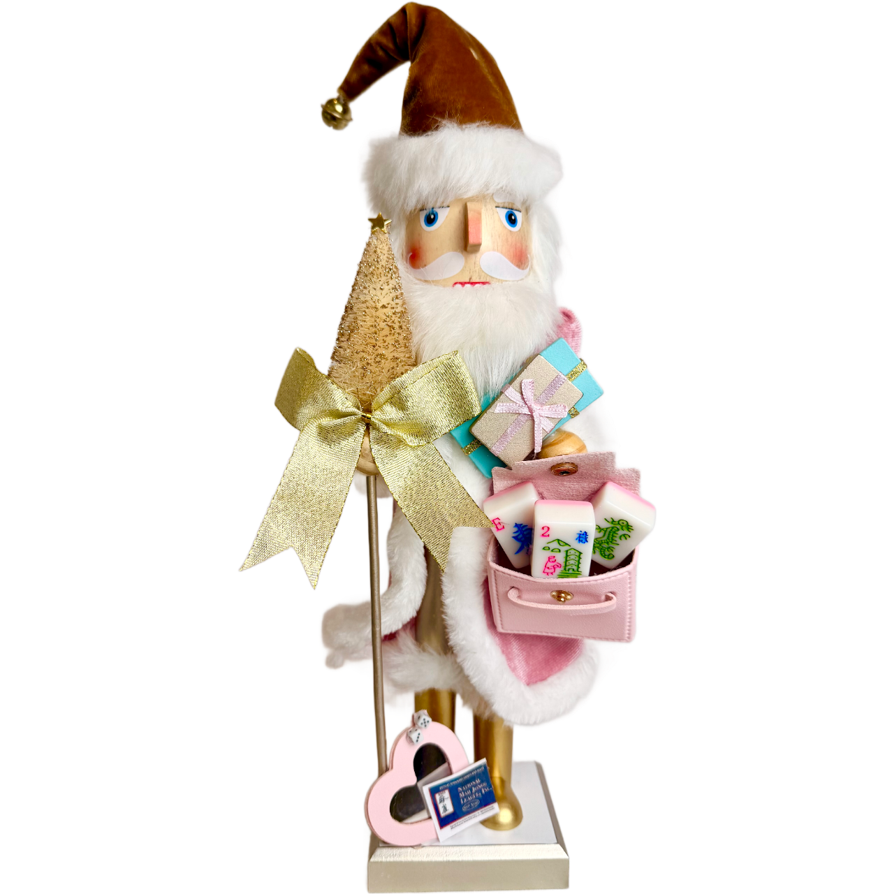 The Santa Mahj Pink Heart - Small Nutcracker