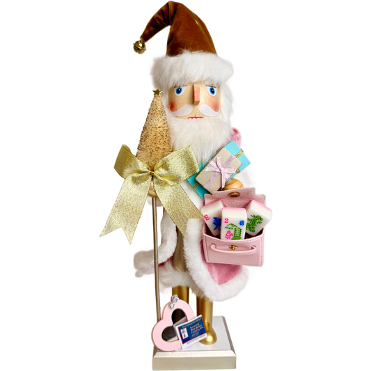 The Santa Mahj Pink Heart - Small Nutcracker