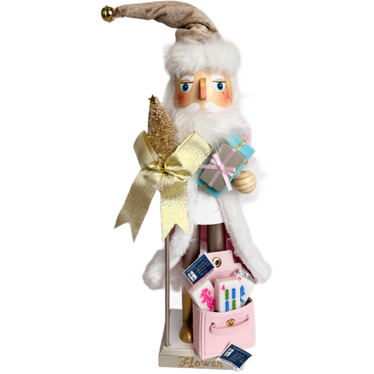 The Santa Mahj Pink Flower - Small Nutcracker
